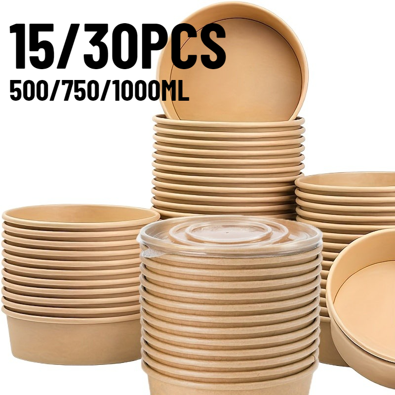 Meal Prep Bowl - 15/30PCS Ciotole di carta Kraft Ciotole